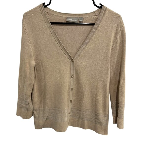 Croft & Barrow Womens Beige Button-Front Cardigan Sweater Sz Small Modest - Picture 1 of 11